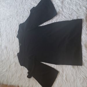 Club Monaco black sweater dress with arm details.